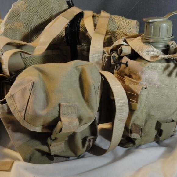 DCU DESERT CAMOUFLAGE FLC LBE LBV LOAD BEARING VEST W/ COMBAT TACTICAL POUCHES - Picture 4 of 6